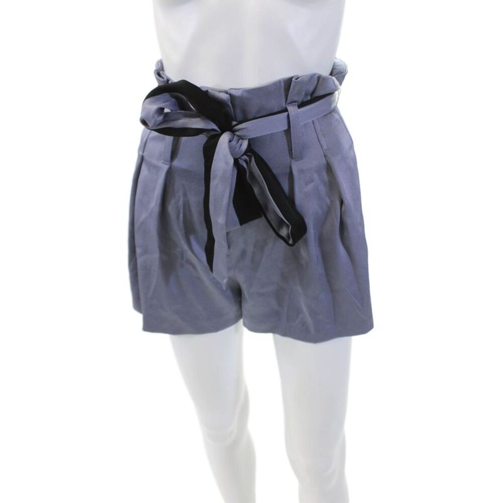Kimberly Taylor Womens Pleated Front High Rise Belted Shorts Blue Size Extra Sma